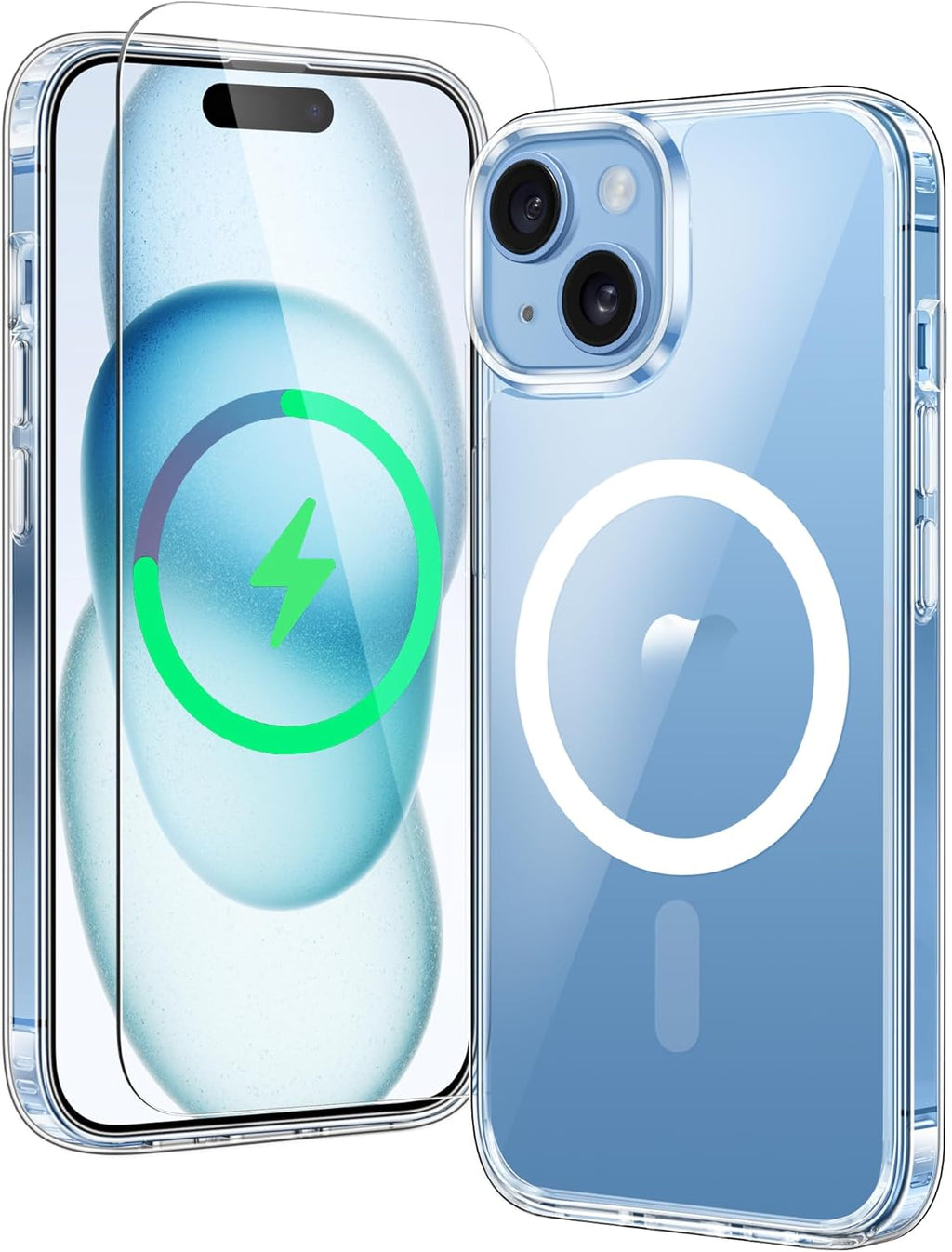 FNTCASE for iPhone 15 Case: for iPhone 14 & iPhone 13 Case | iPhone 16e Case Support Magnetic Charging Military Grade Drop Protection Anti Yellowing | Rugged Shockproof Phone Cover - 6.1 inch (Clear)