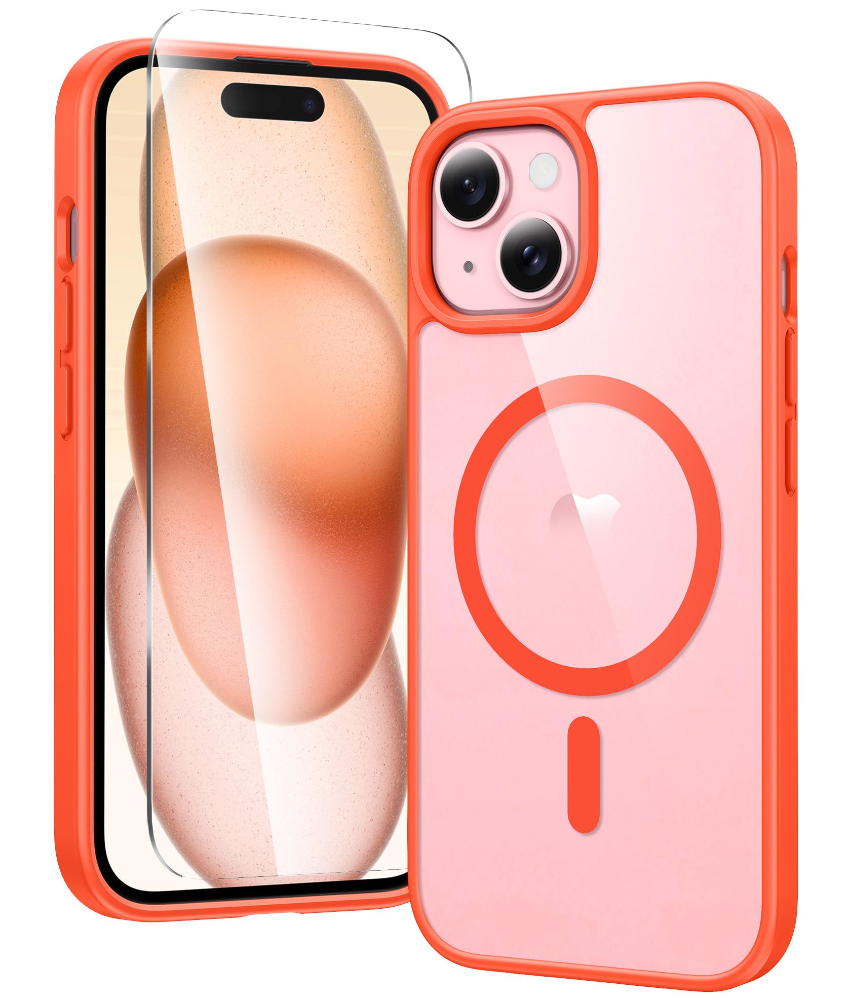 FNTCASE for iPhone 15 Case: for iPhone 14 & iPhone 13 Case | iPhone 16e Case Support Magnetic Charging Military Grade Drop Protection Anti Yellowing | Rugged Shockproof Phone Cover - 6.1 inch (Clear)